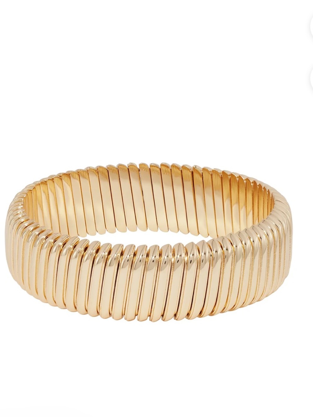 nwot Roxanne Assoulin Polished Gold Ribbed Stretch Bracelet